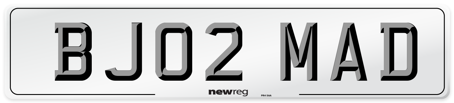 BJ02 MAD Number Plate from New Reg